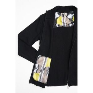 Obermeyer Women's Wool Blend Knit Jacket Black Full Zip Après Ski Size Small